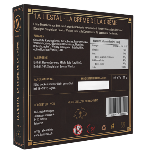 Pralinés gefüllt mit Gianduja und Single Malt Scotch Whisky