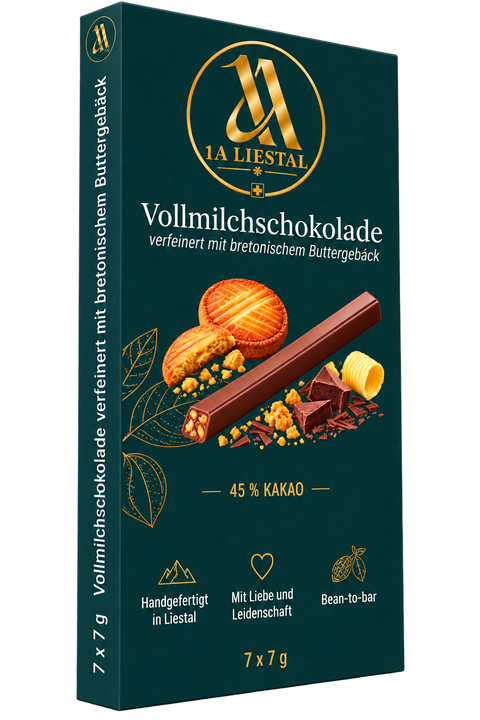 Vollmilchschokolade mit bretonischem Buttergebäck