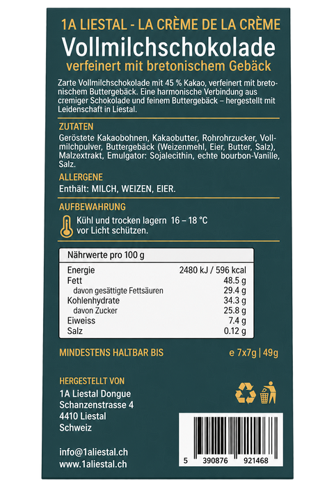 Vollmilchschokolade mit bretonischem Buttergebäck