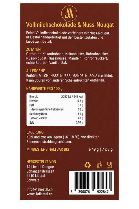 Vollmilchschokolade und Nuss-Nougat